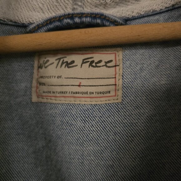 Free People Flawless Hooded Denim Jacket Womens Large Oversized Blue EUC - Picture 4 of 4